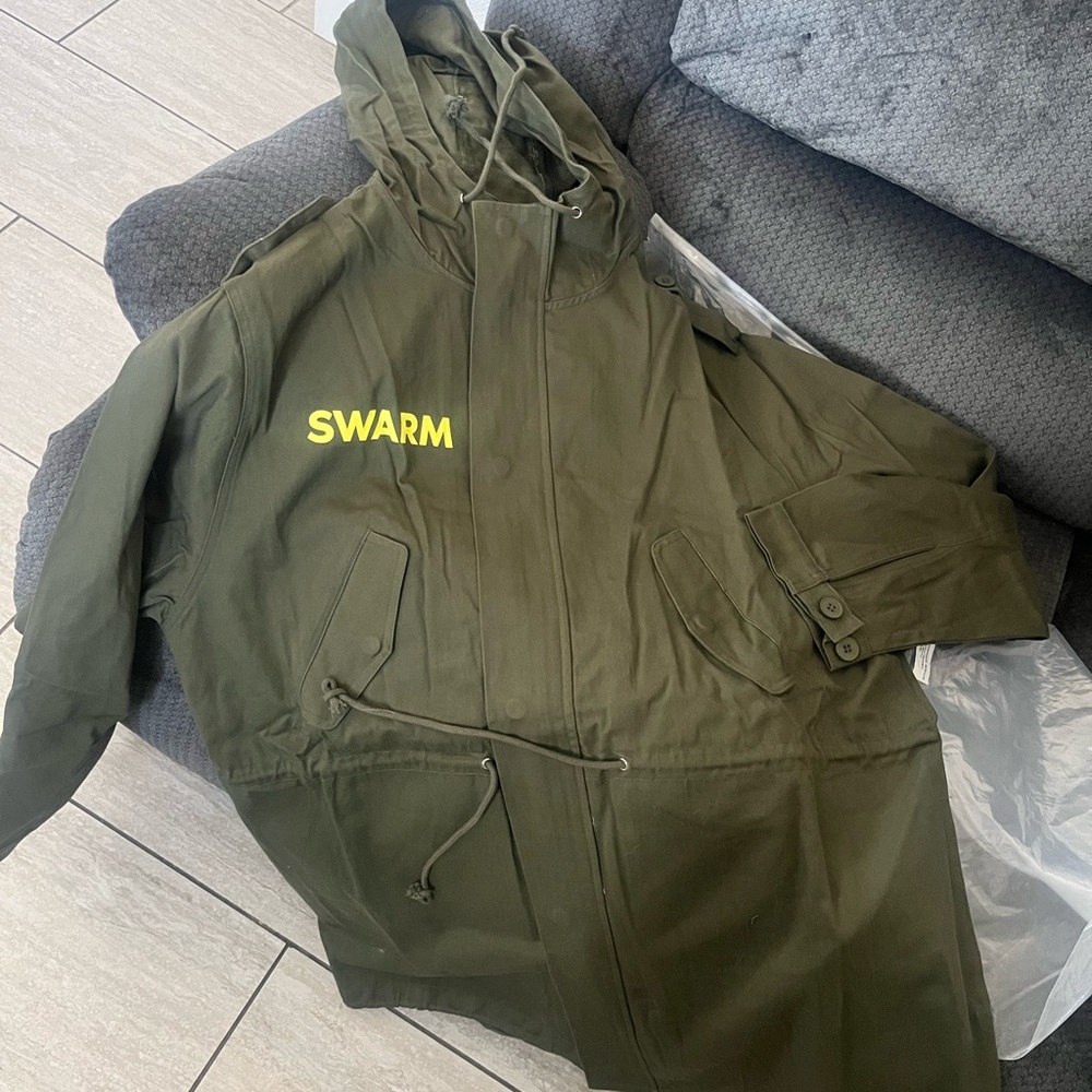 Warm Men's Military Field Jacket - Olive Green